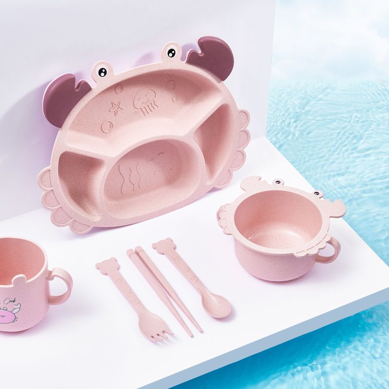 Baby Food Utensils Set - 4/6 Stück Krabben-Teller für Kinder, kreative