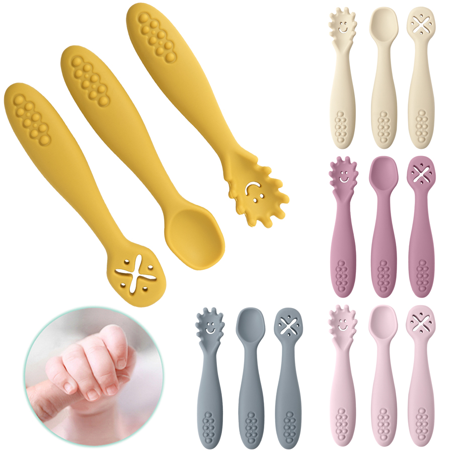 Baby Food Utensils Set - 3PCS Silikon Löffel Gabel Für Baby