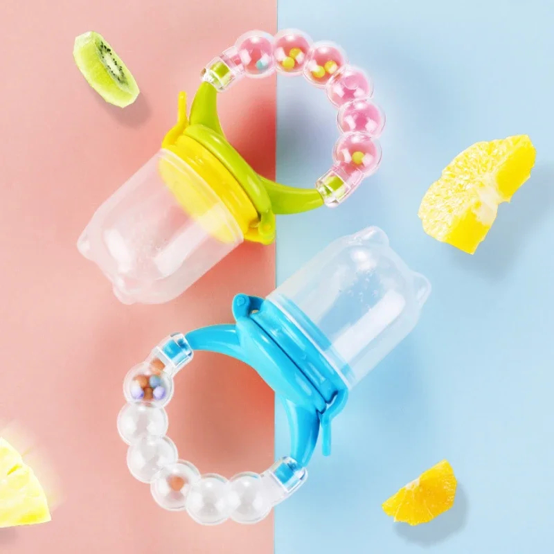 Baby Food Jars - Baby-Nahrungsergänzungslöffel mit Klingel, Saftextraktor, Schnuller, Silikon-Beißring