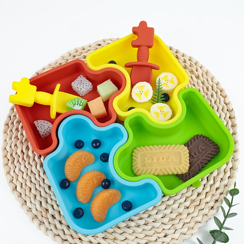 Baby Food Utensils Set - 6 Stück/Set Baby-Silikon-Fütterungsutensilien inklusive 1 Löffel,