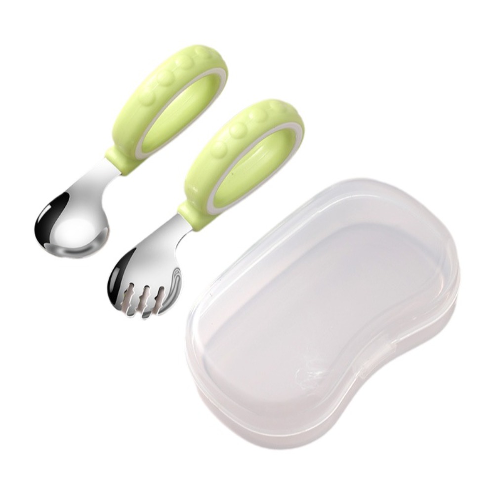 Self Feed Spoon - 316L Edelstahl Löffel-Gabel-Set mit Einfachem Griff,