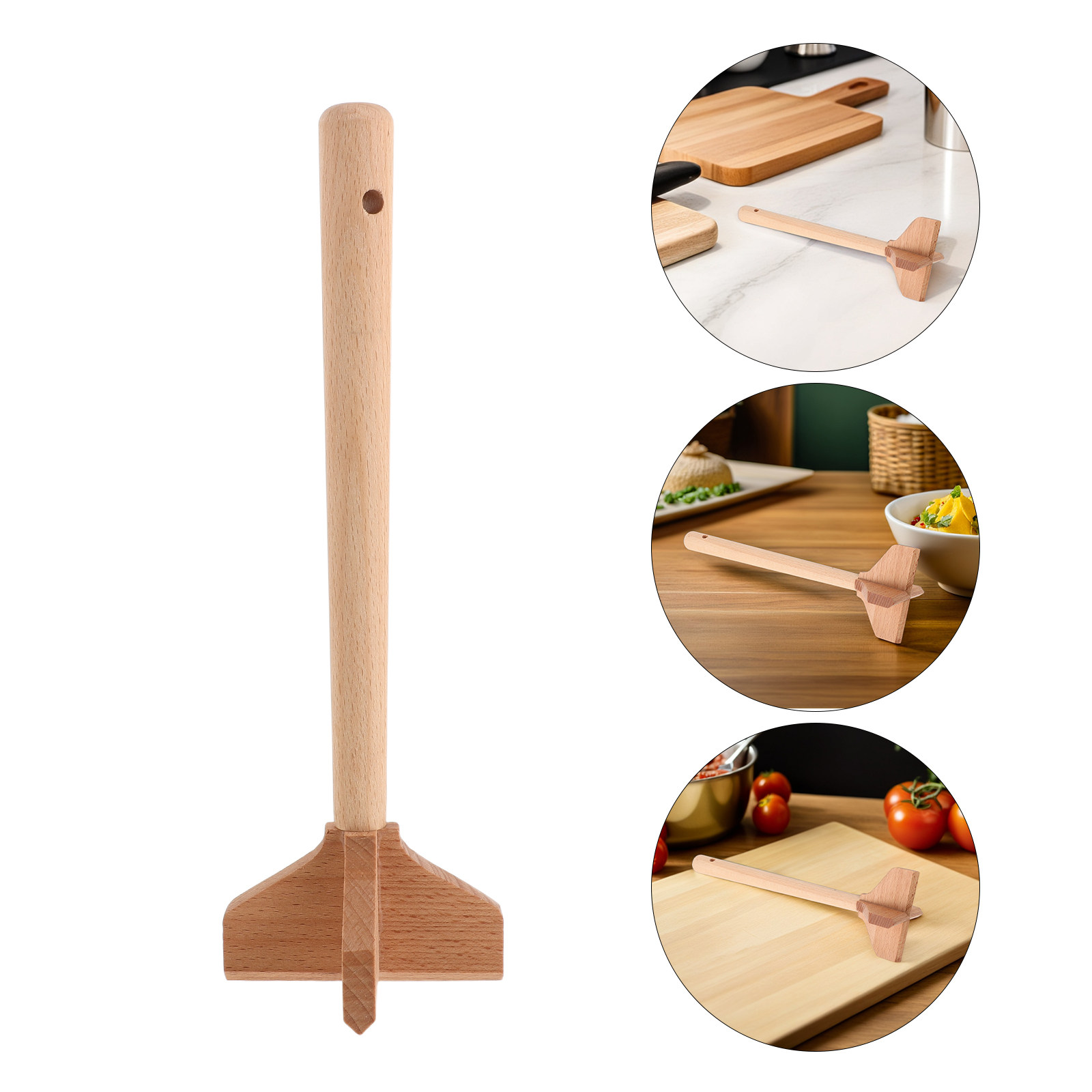 Baby Food Avocado - Holz-Kartoffelstampfer Beige mit Komfortgriff, Lebensmittelzerkleinerer für