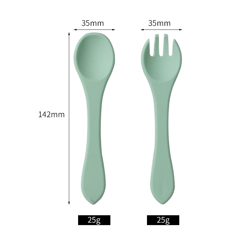 Baby Food Utensils Set - Lebensmittelechtes Silikon Baby Löffel- und Gabel-Set,