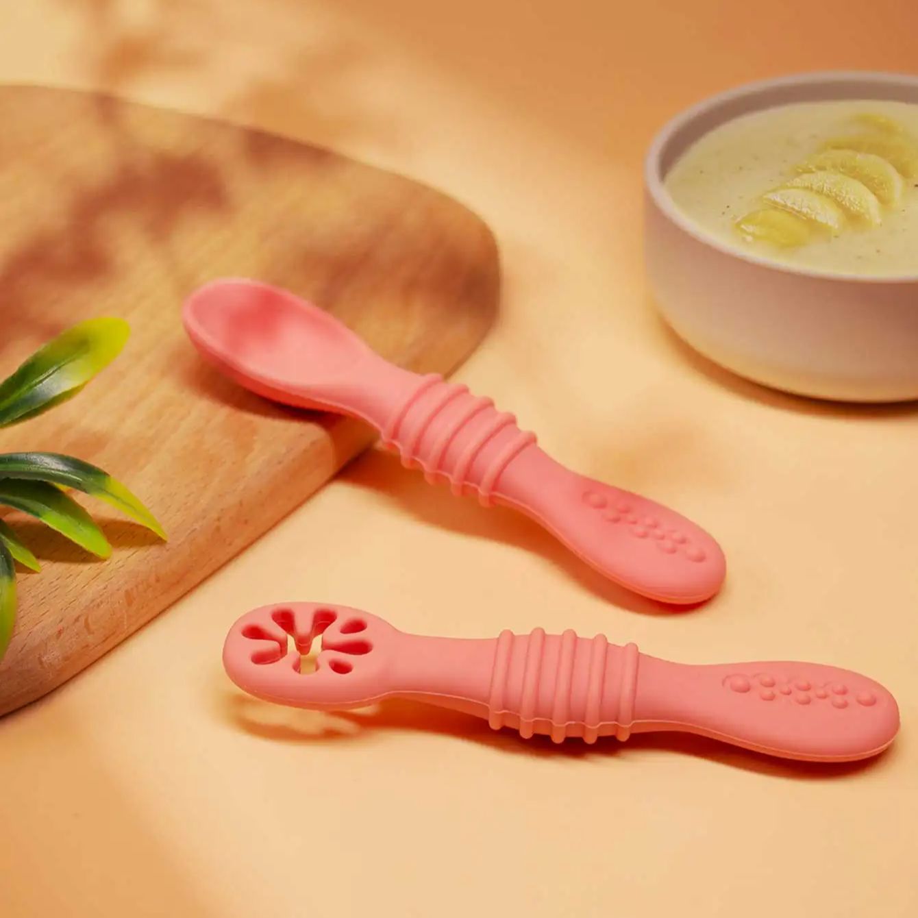 2Pcs Baby Silikon Klebrige Löf – Self Feed Spoon Bewertung und Preis